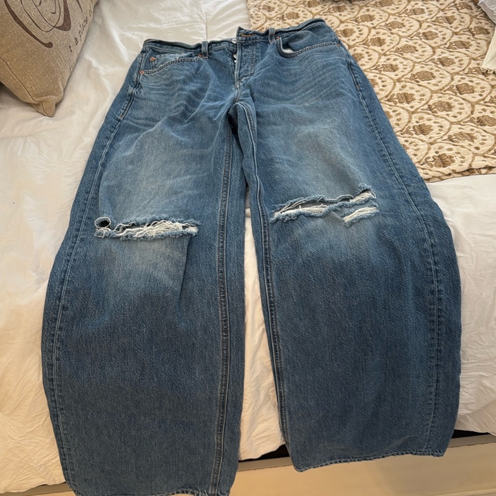 Grlfrnd wide leg distressed jeans